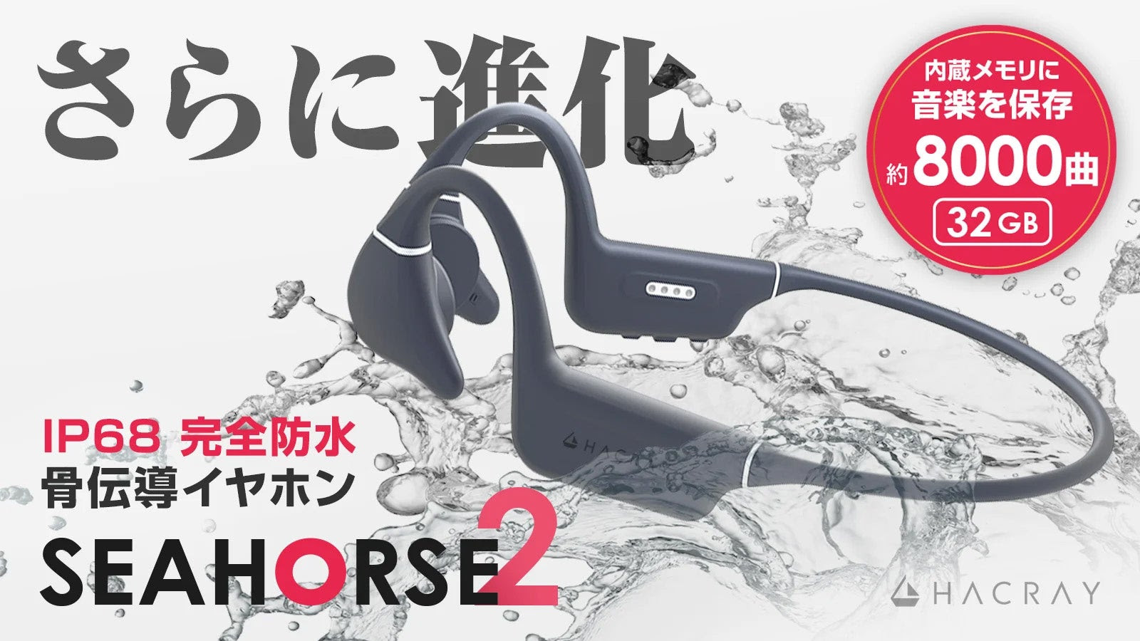 水中でもながら聞き！完全防水骨伝導イヤホン「Hacray SeaHorse 2」先行発売